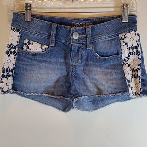 Decree Denim & Lace Jean Shorts